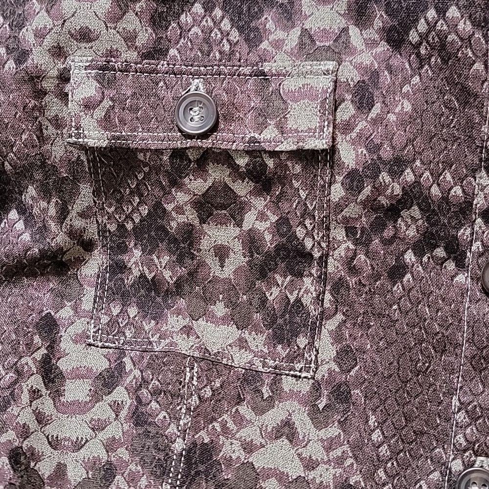 Free People Linen blend mini shirt dress snake print short sleeve size S Petite - Picture 5 of 9